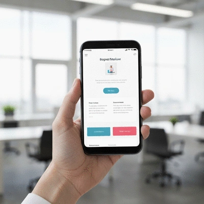 Modern smartphone displaying a clean business website layout